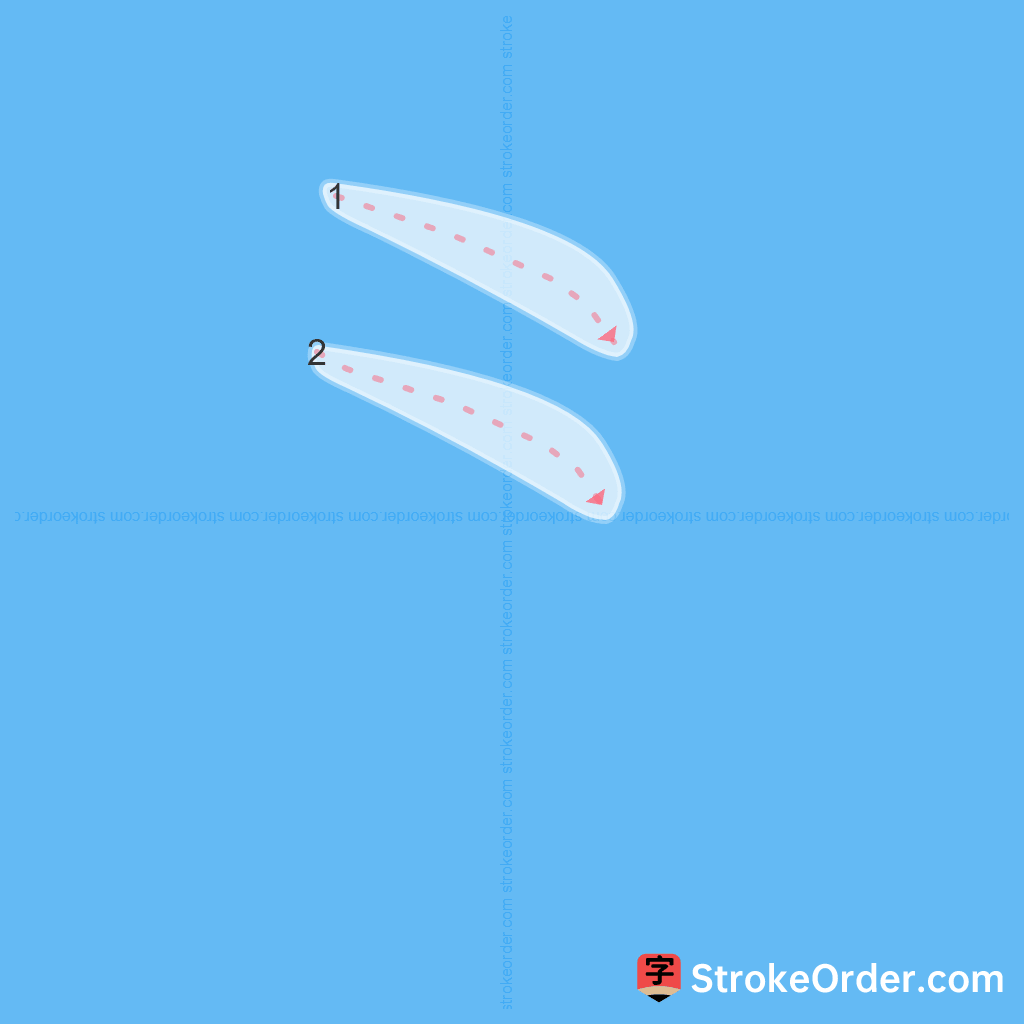 Standard stroke order for the Chinese character ⺀