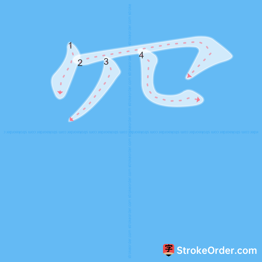 Standard stroke order for the Chinese character ⺳