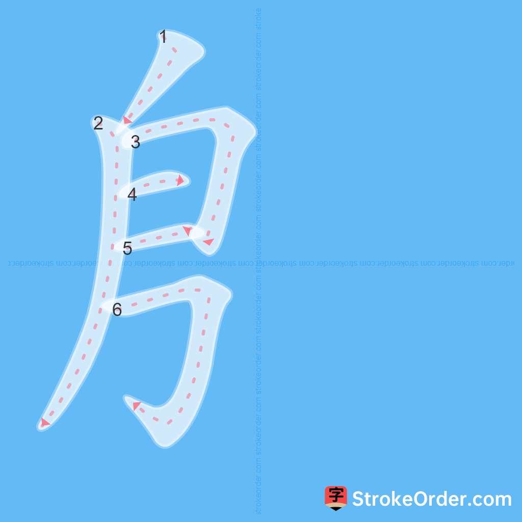 Standard stroke order for the Chinese character 㐆