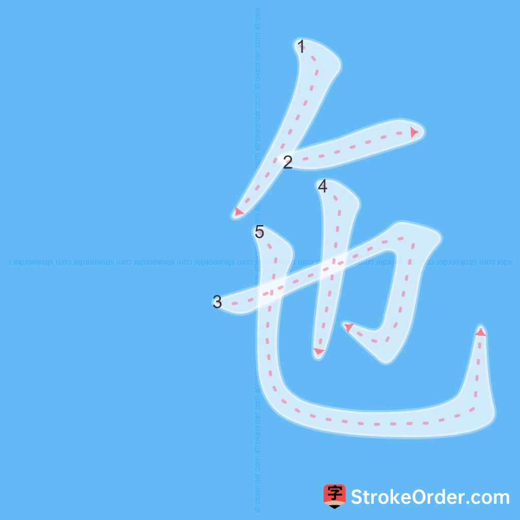 Standard stroke order for the Chinese character 㐌