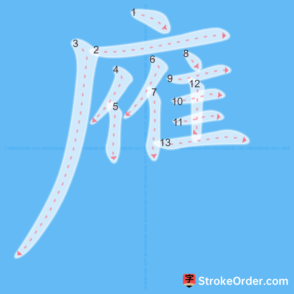 Standard stroke order for the Chinese character 䧹