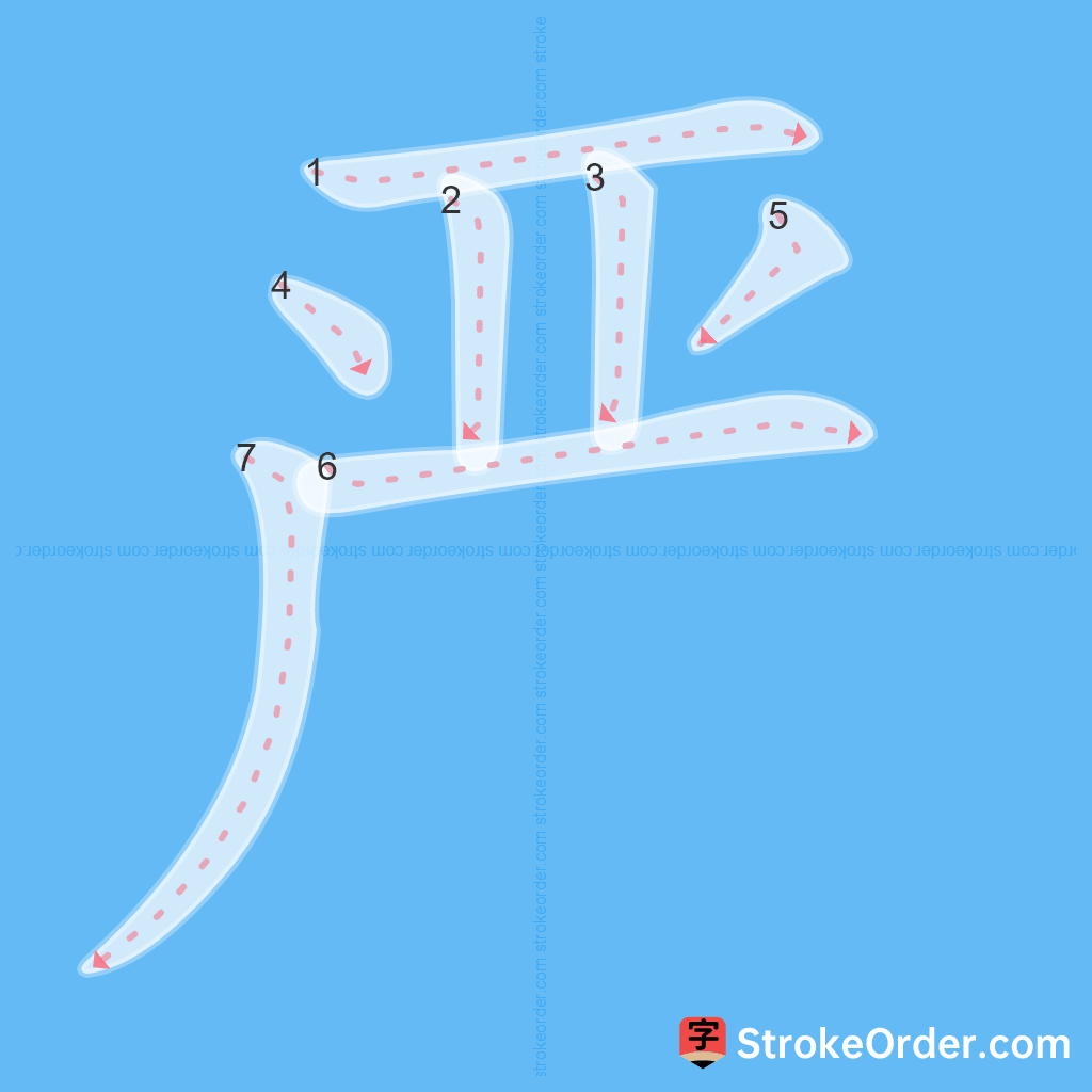 Standard stroke order for the Chinese character 严