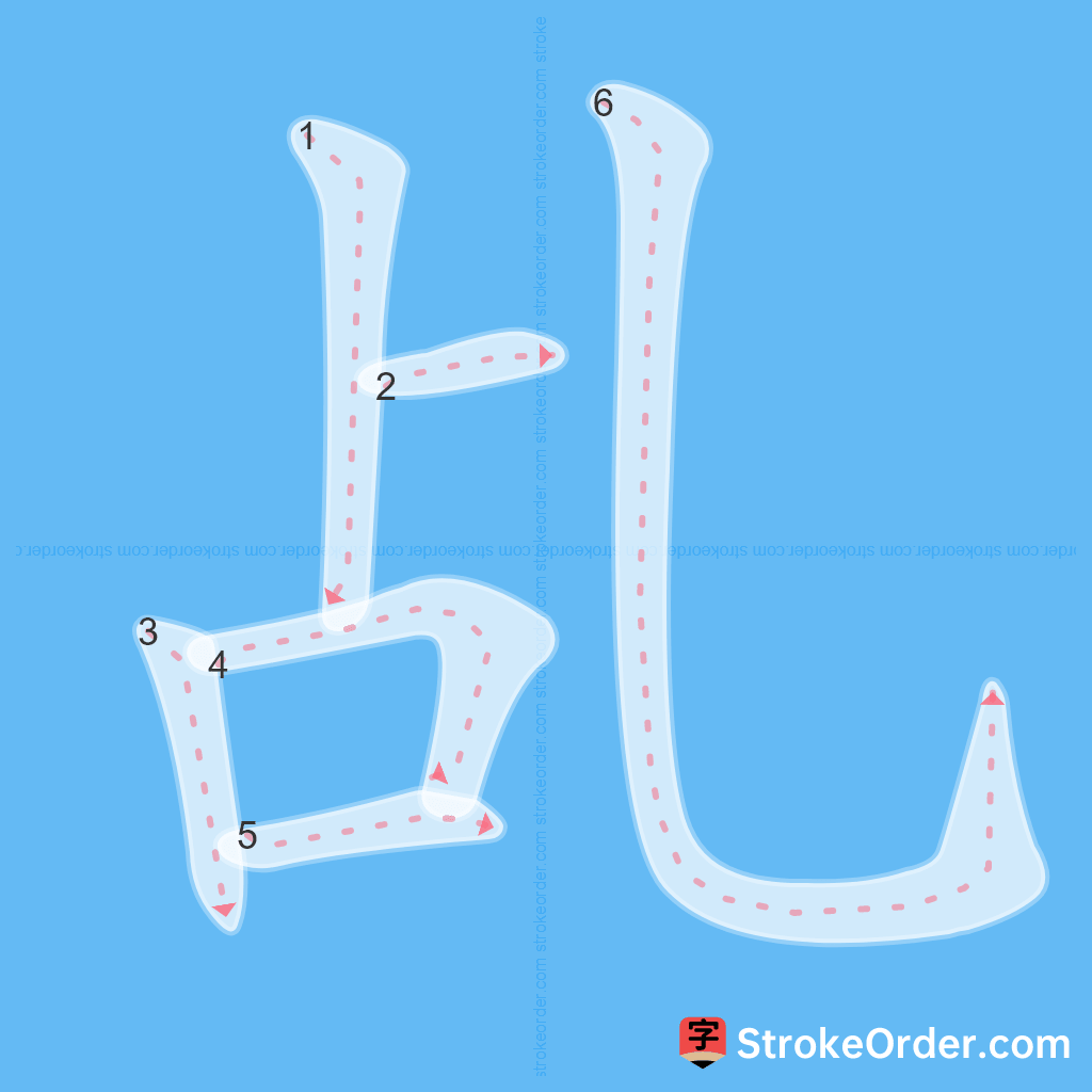 Standard stroke order for the Chinese character 乩