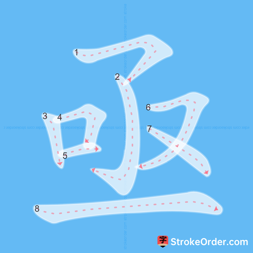 Standard stroke order for the Chinese character 亟
