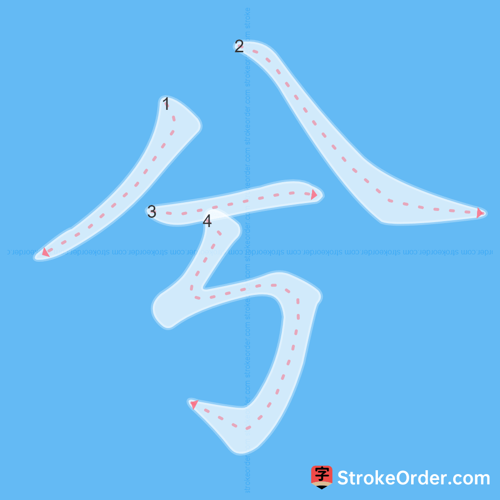 Standard stroke order for the Chinese character 兮