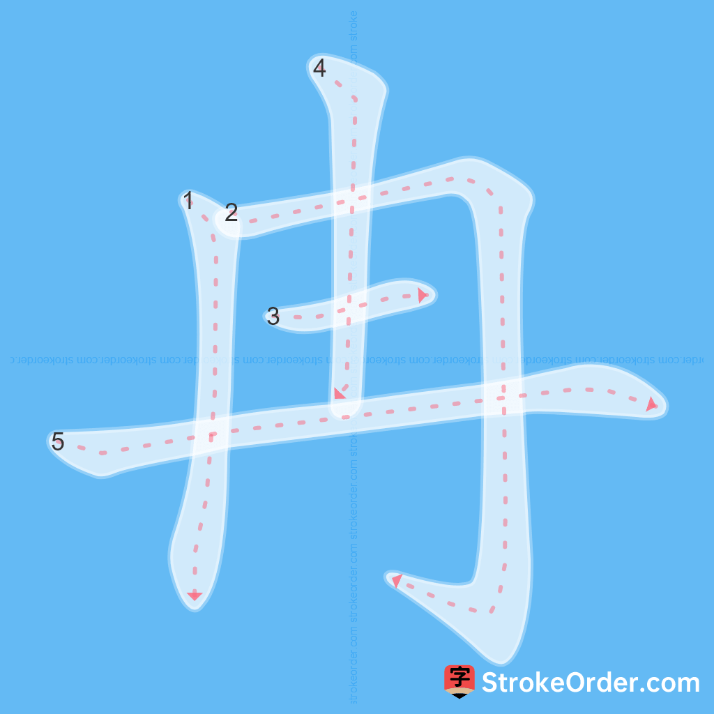 Standard stroke order for the Chinese character 冉