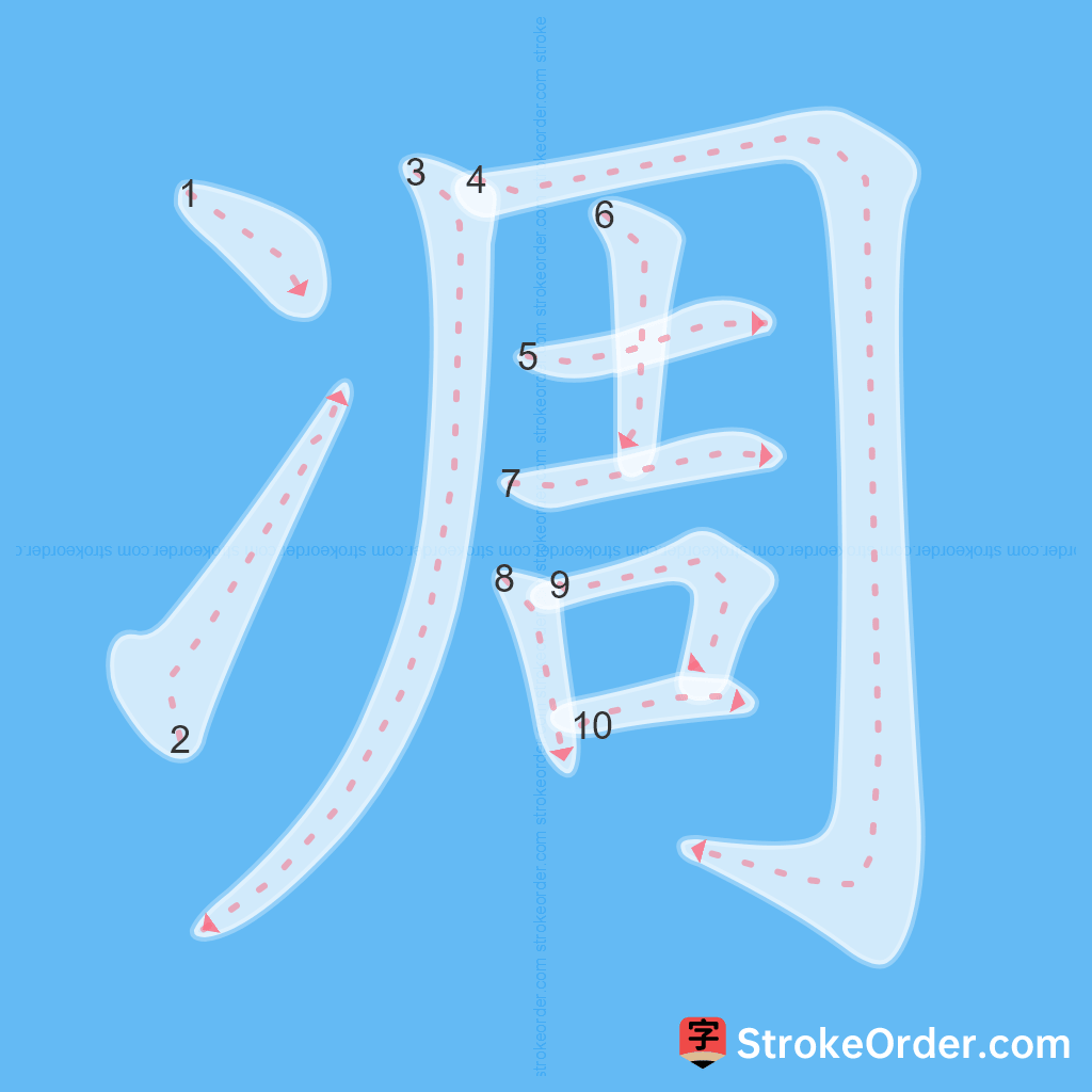 Standard stroke order for the Chinese character 凋
