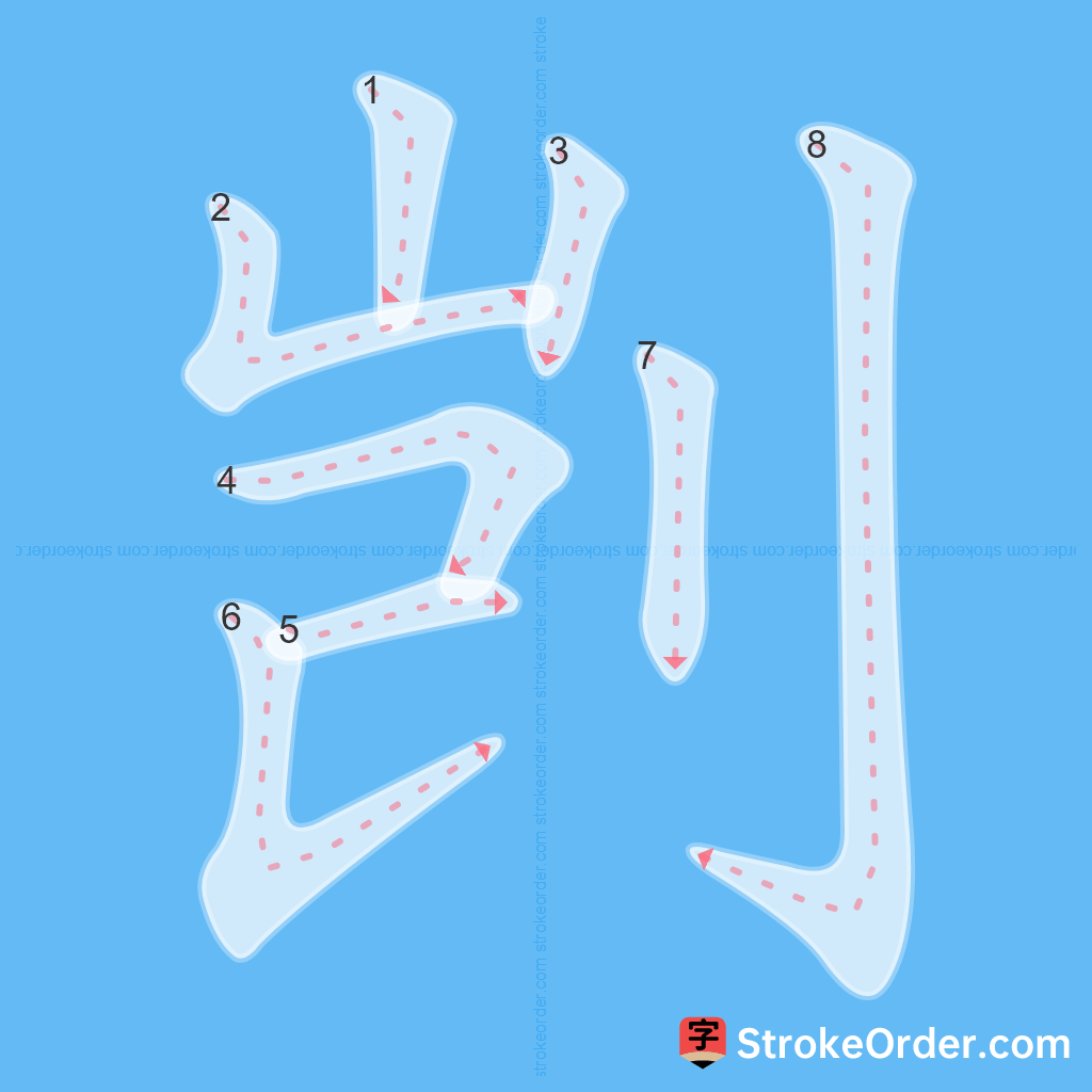 Standard stroke order for the Chinese character 剀