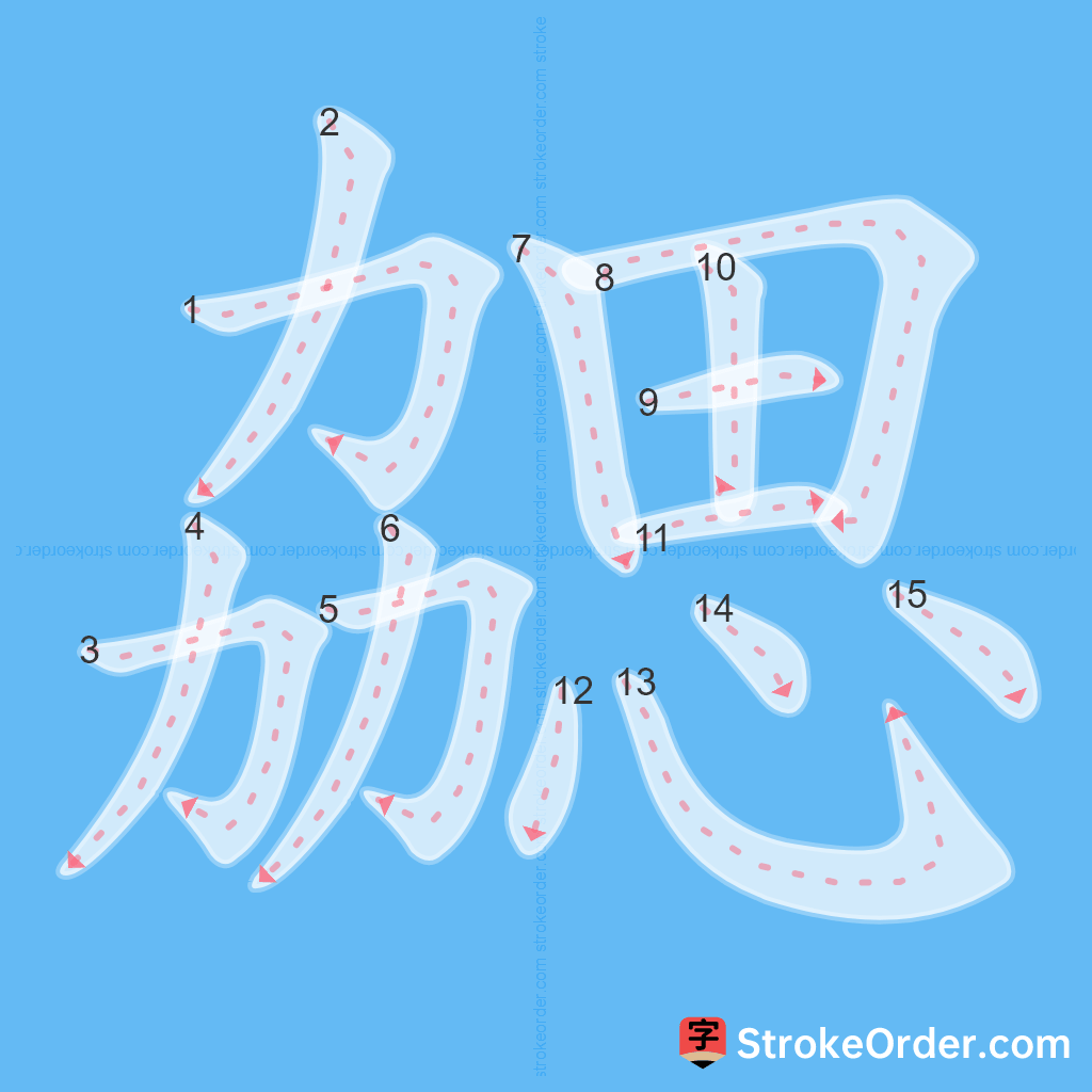 Standard stroke order for the Chinese character 勰
