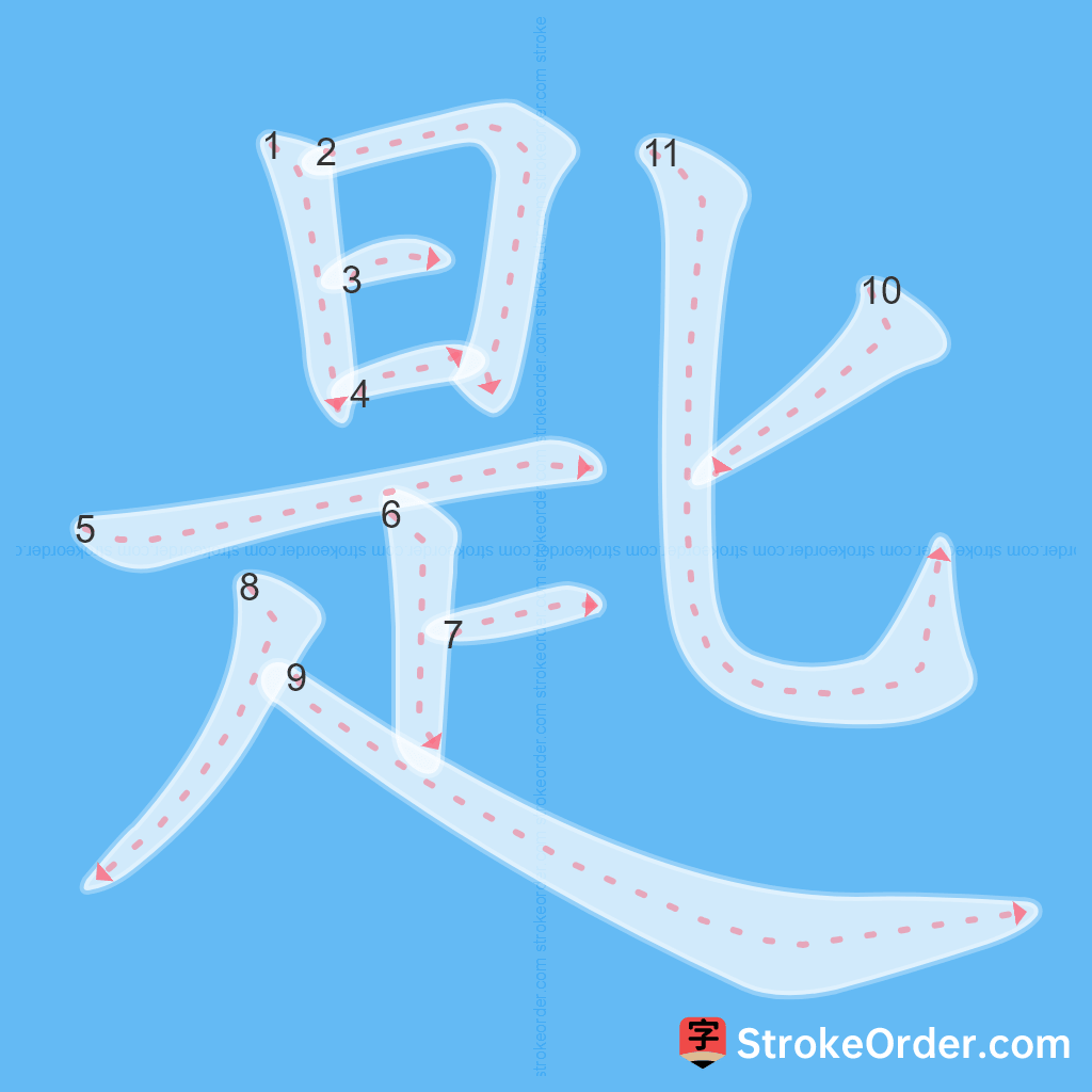 Standard stroke order for the Chinese character 匙