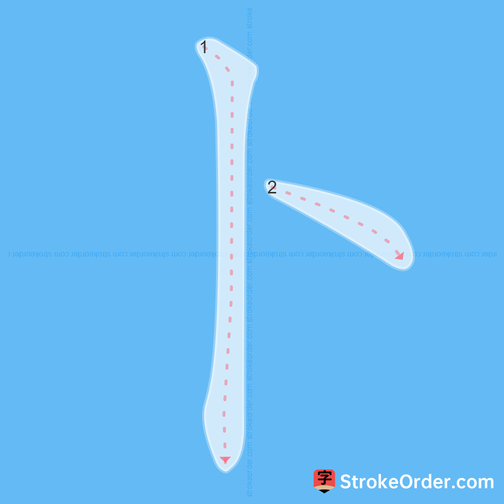 Standard stroke order for the Chinese character 卜