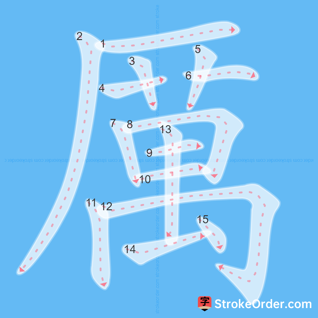 Standard stroke order for the Chinese character 厲
