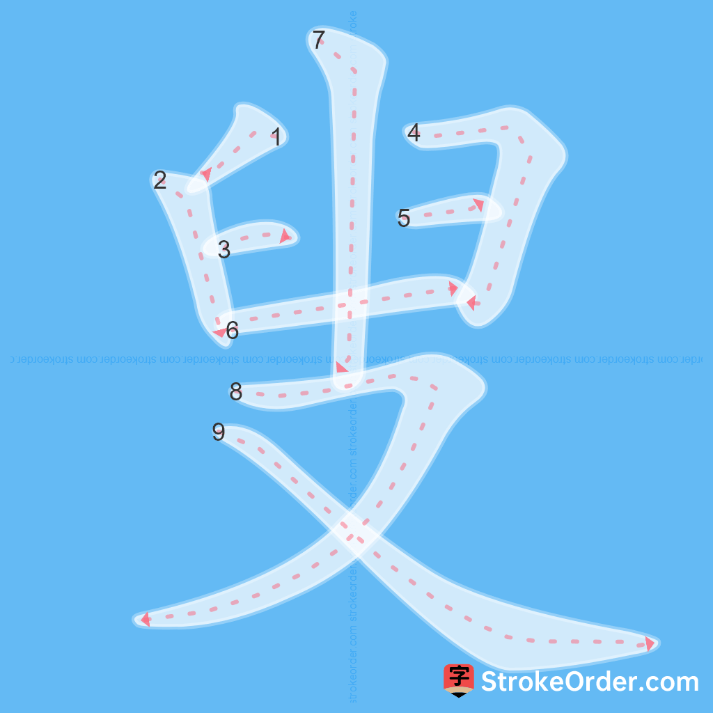 Standard stroke order for the Chinese character 叟