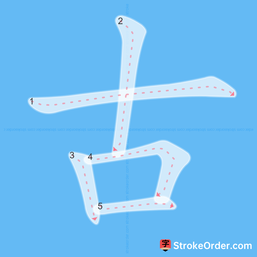 Standard stroke order for the Chinese character 古