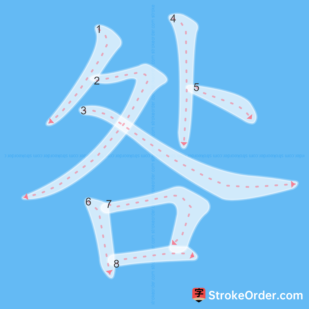 Standard stroke order for the Chinese character 咎