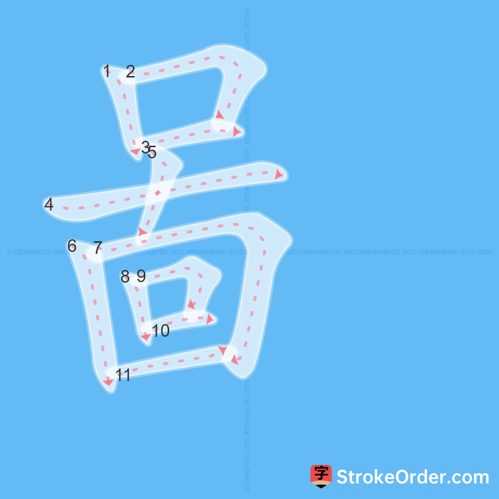 Standard stroke order for the Chinese character 啚