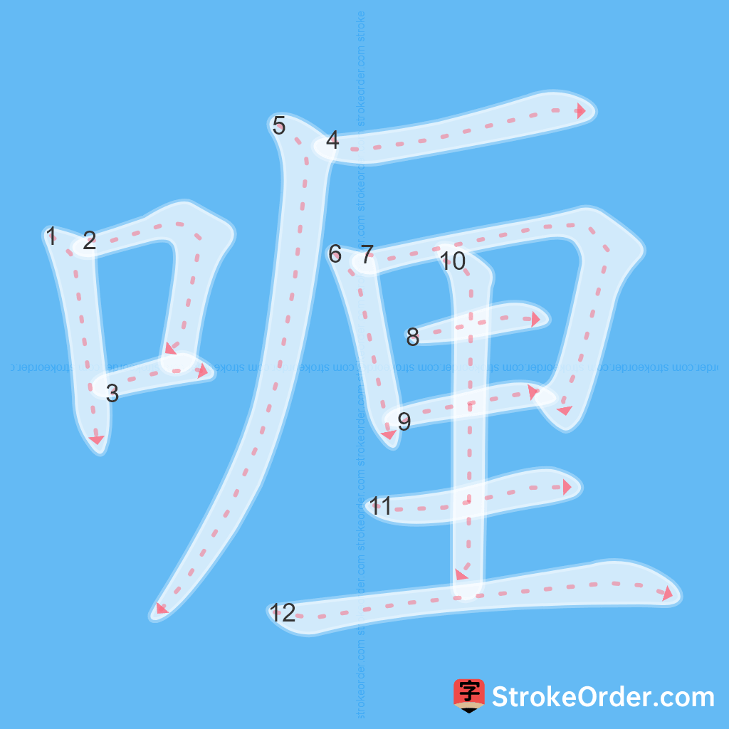 Standard stroke order for the Chinese character 喱