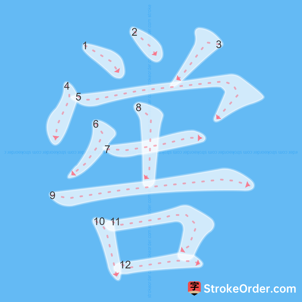Standard stroke order for the Chinese character 喾