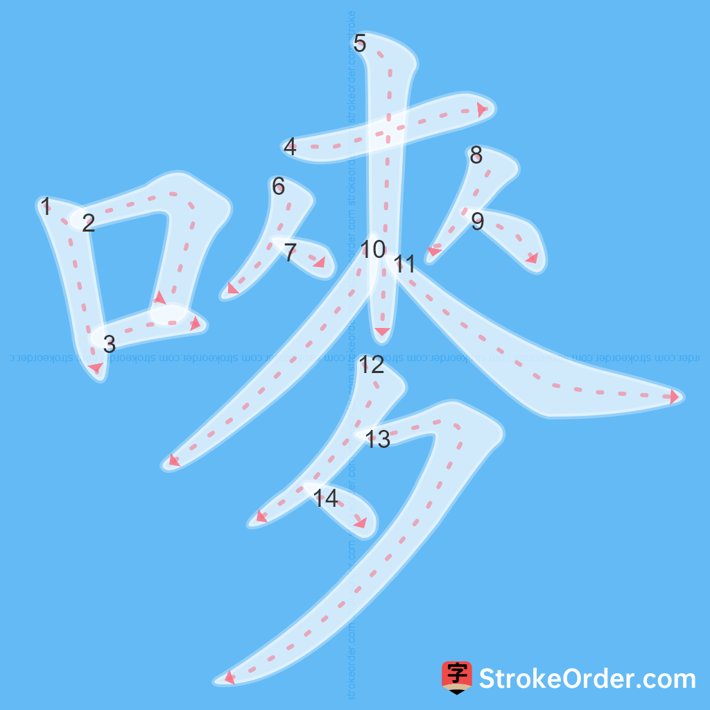 Standard stroke order for the Chinese character 嘜