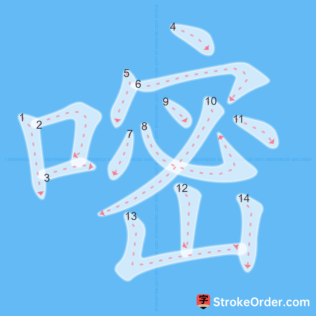 Standard stroke order for the Chinese character 嘧
