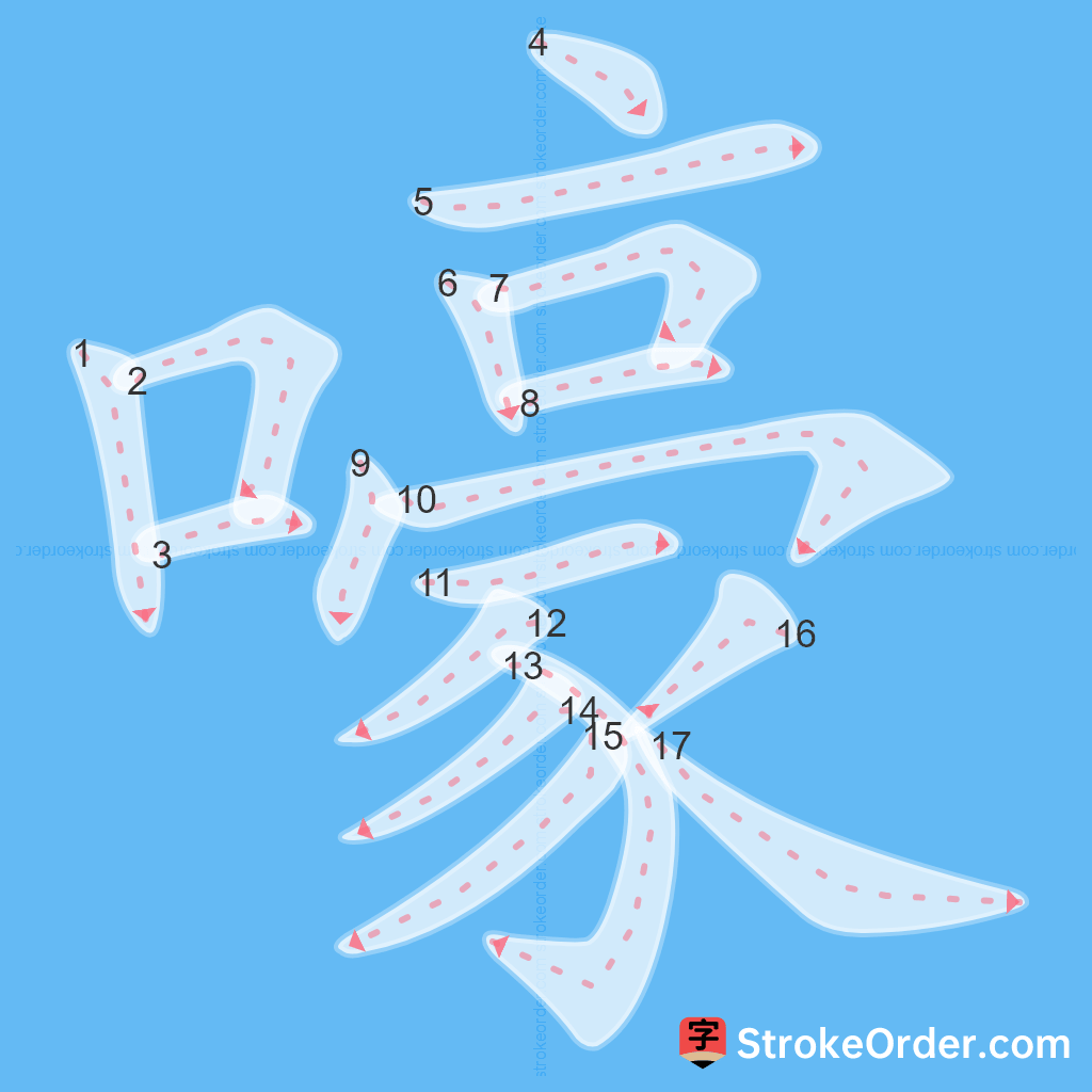 Standard stroke order for the Chinese character 嚎