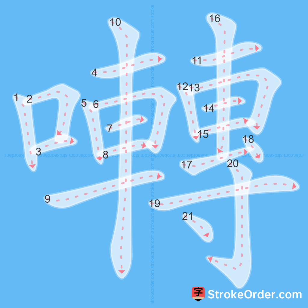 Standard stroke order for the Chinese character 囀
