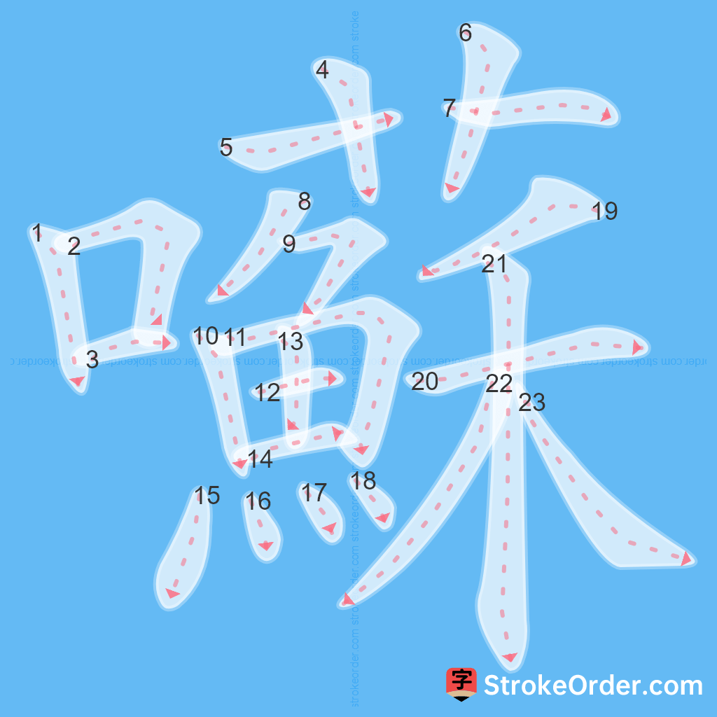 Standard stroke order for the Chinese character 囌