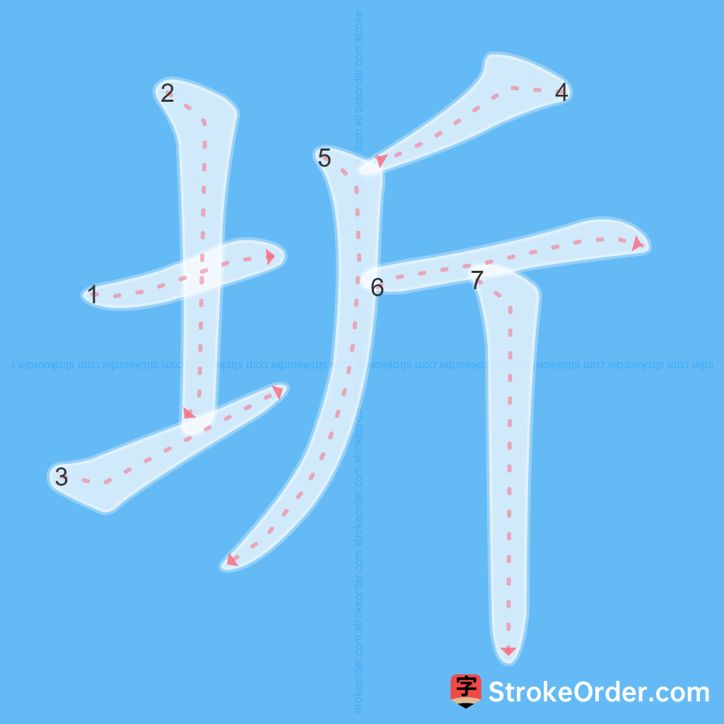 Standard stroke order for the Chinese character 圻