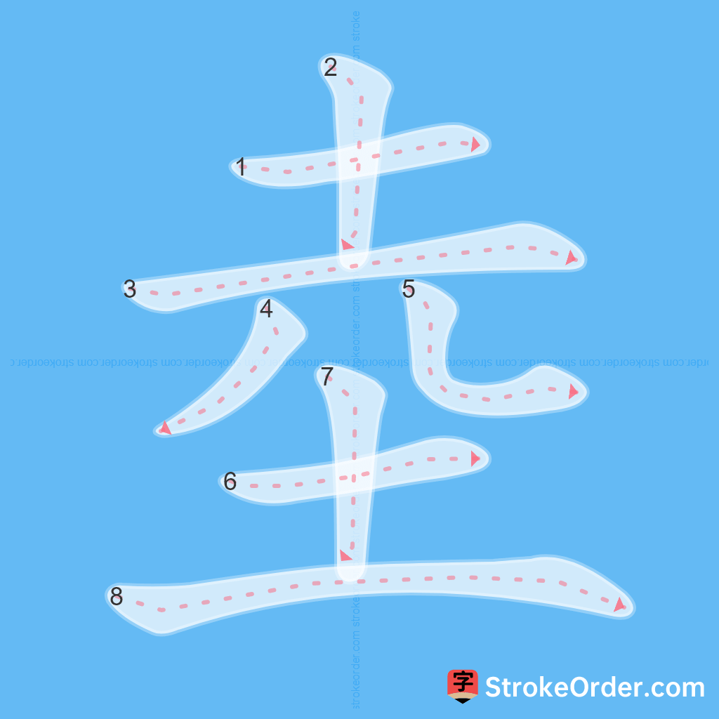 Standard stroke order for the Chinese character 坴