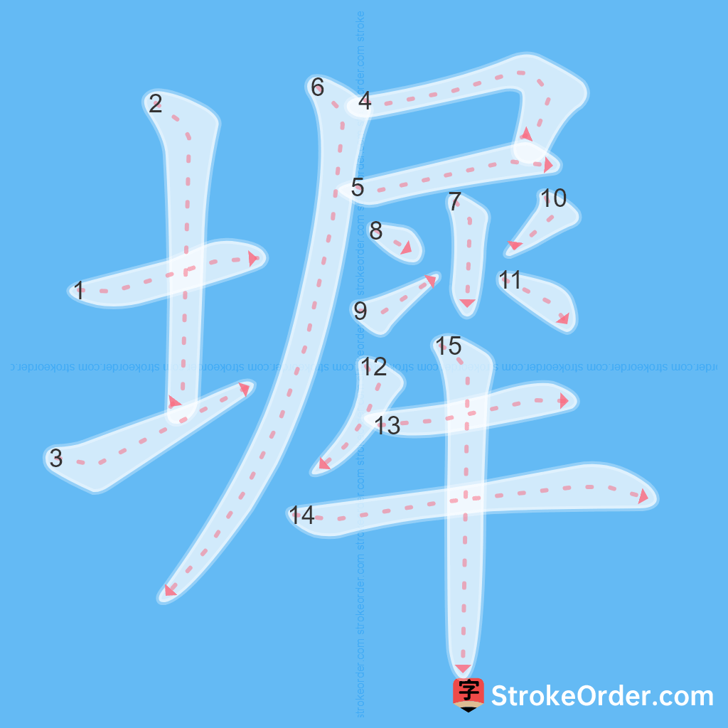 Standard stroke order for the Chinese character 墀