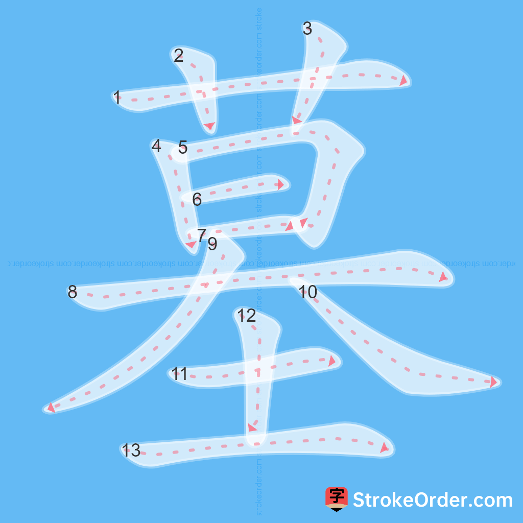 Standard stroke order for the Chinese character 墓