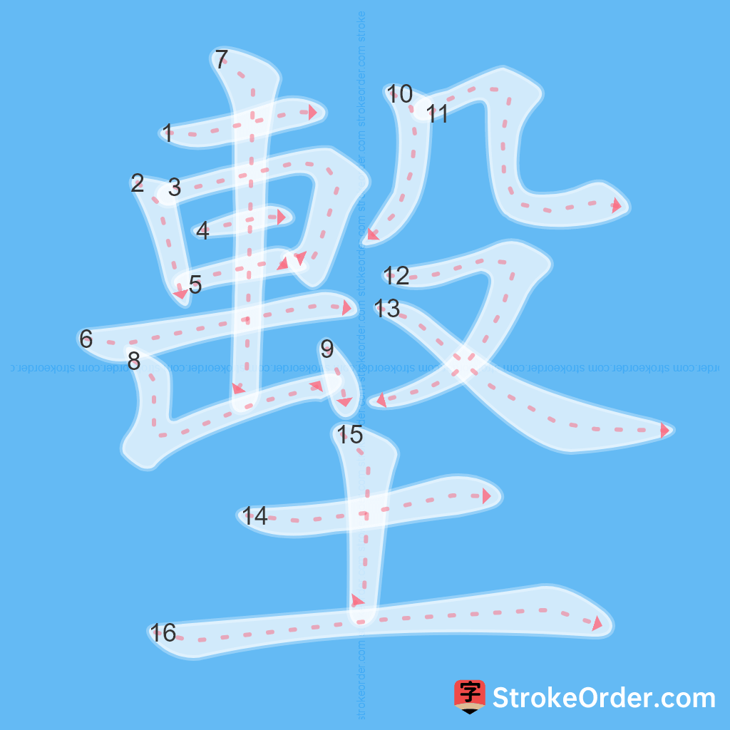 Standard stroke order for the Chinese character 墼