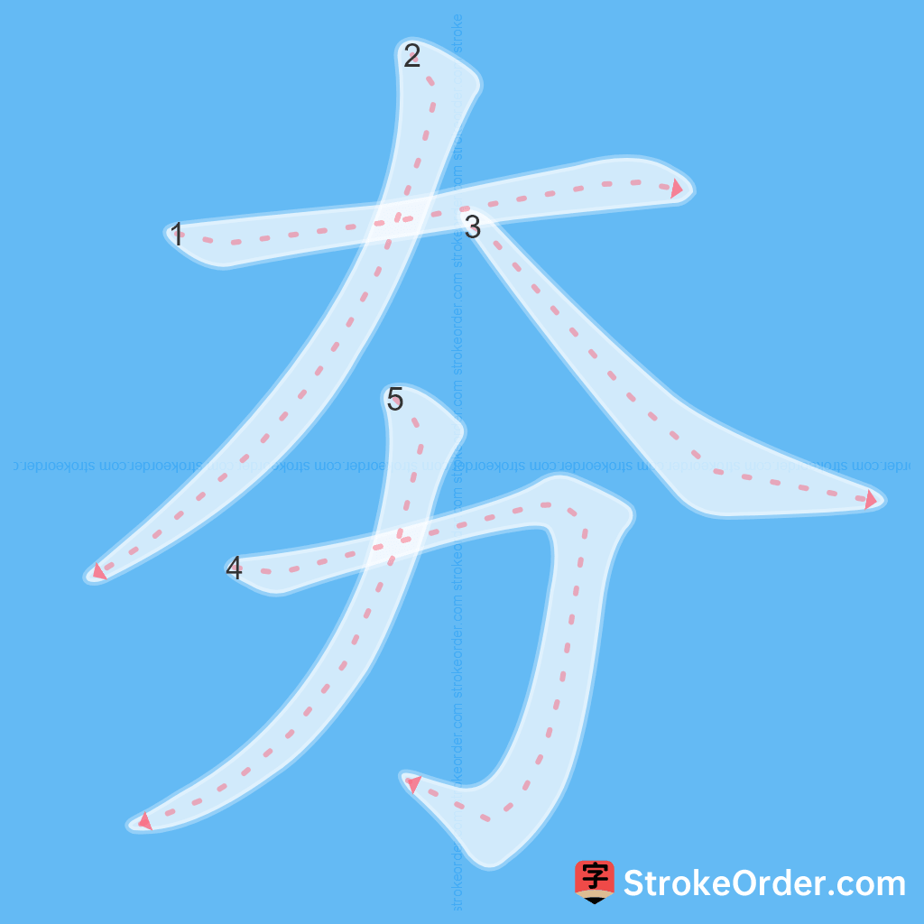 Standard stroke order for the Chinese character 夯