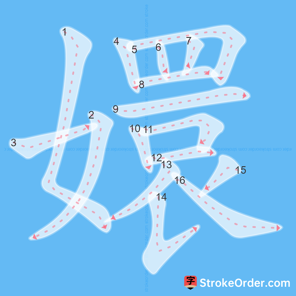 Standard stroke order for the Chinese character 嬛