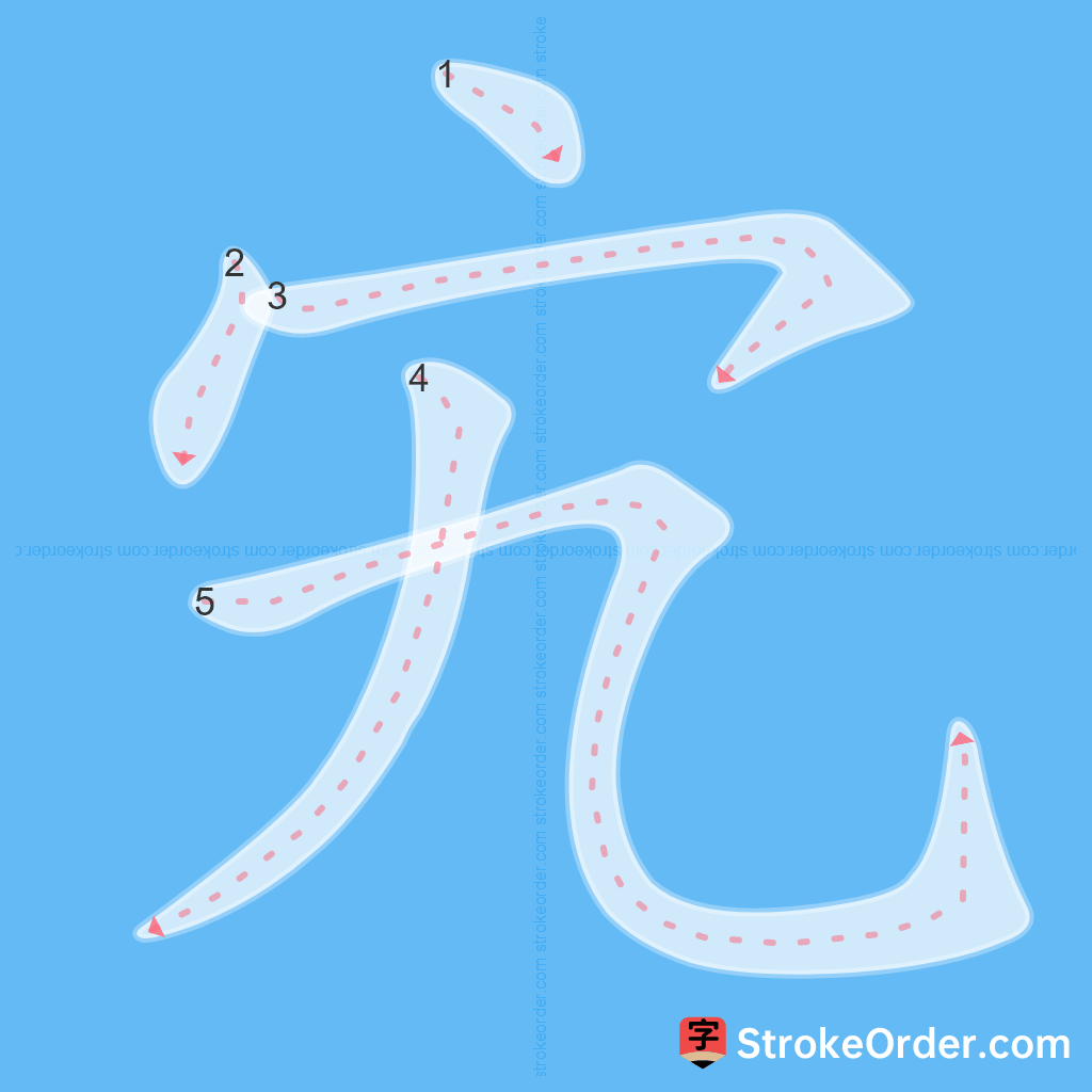 Standard stroke order for the Chinese character 宄