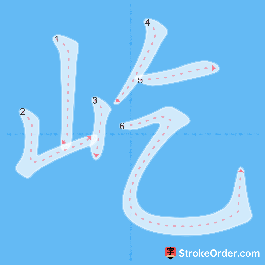 Standard stroke order for the Chinese character 屹
