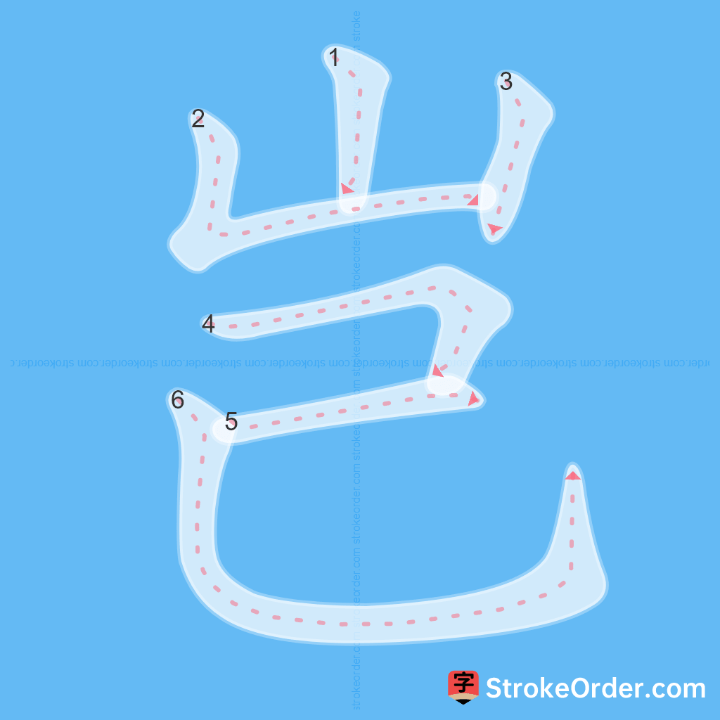 Standard stroke order for the Chinese character 岂