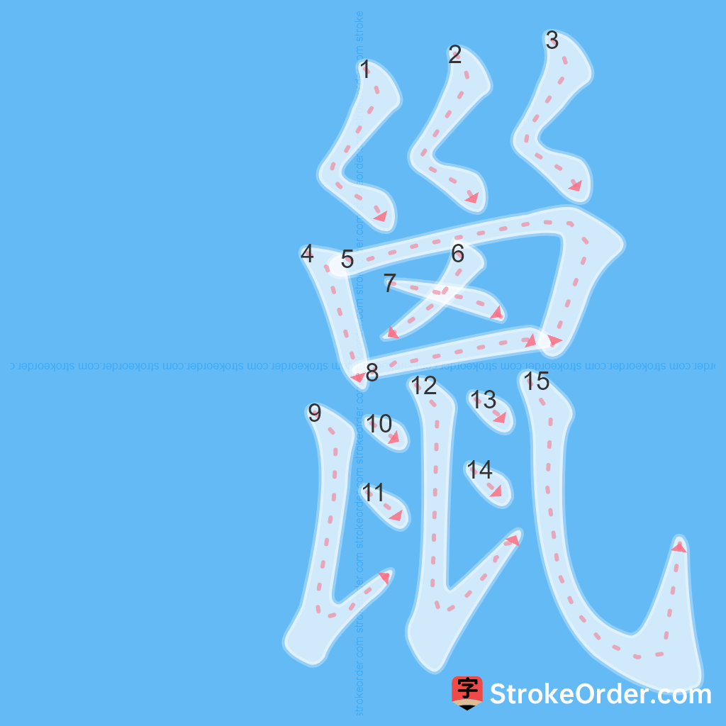 Standard stroke order for the Chinese character 巤