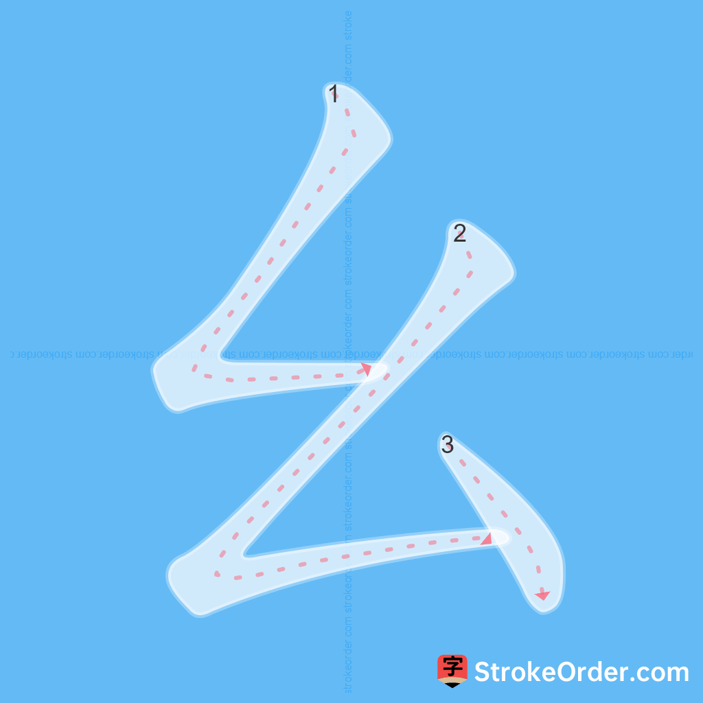 Standard stroke order for the Chinese character 幺
