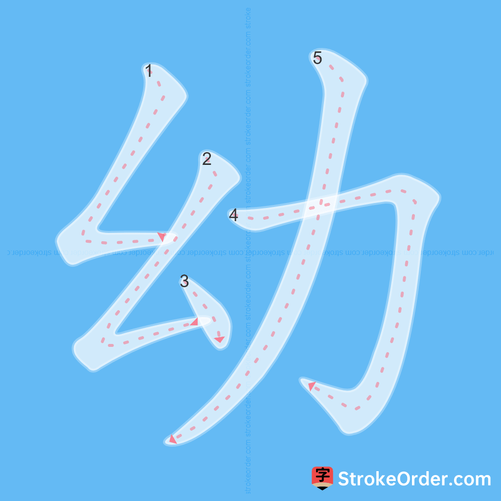 Standard stroke order for the Chinese character 幼