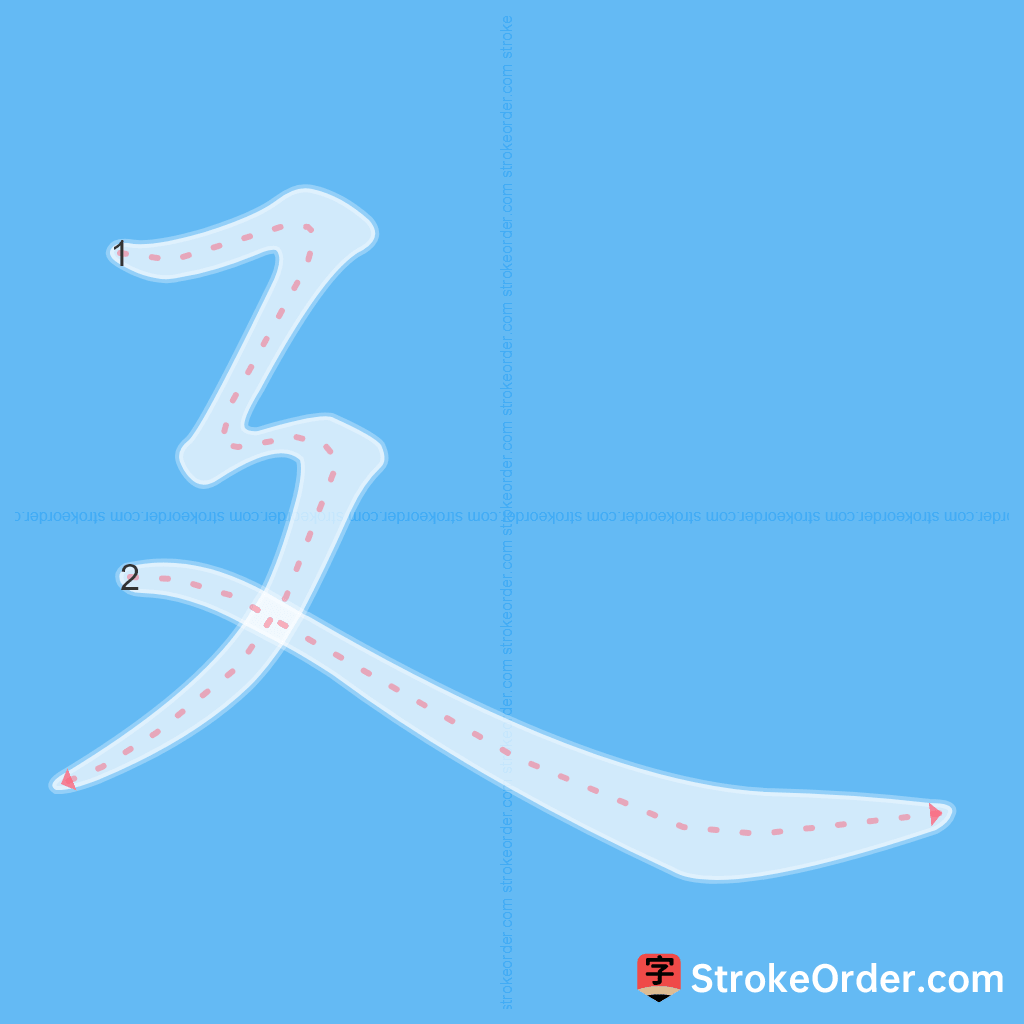 Standard stroke order for the Chinese character 廴