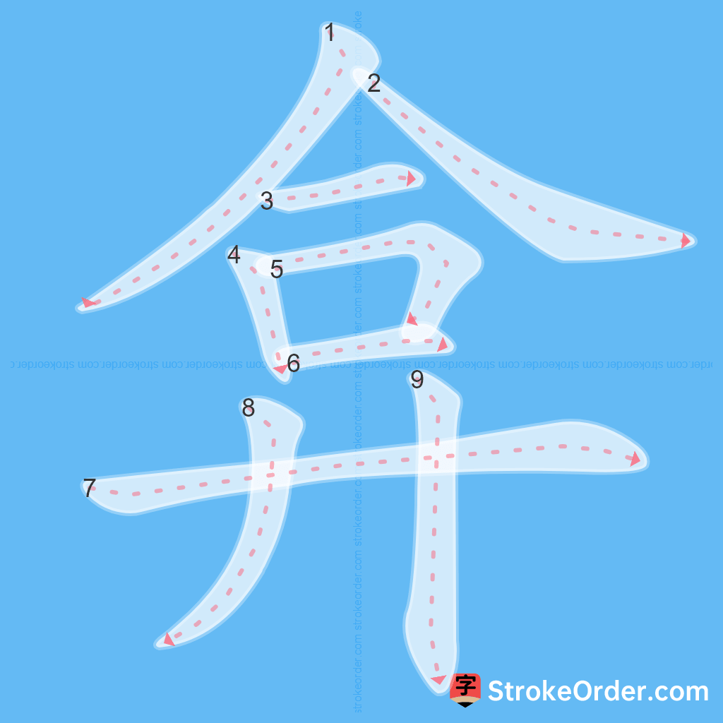 Standard stroke order for the Chinese character 弇