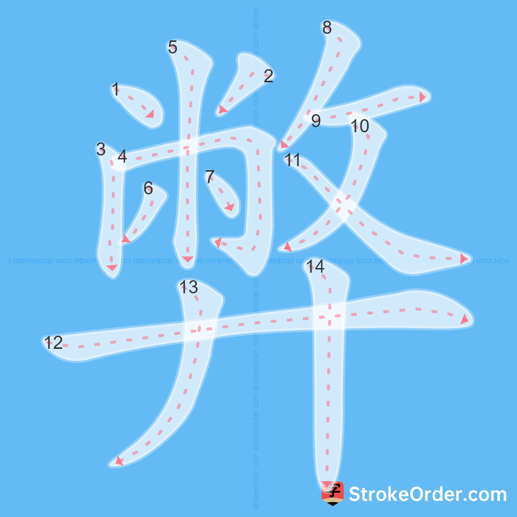 Standard stroke order for the Chinese character 弊