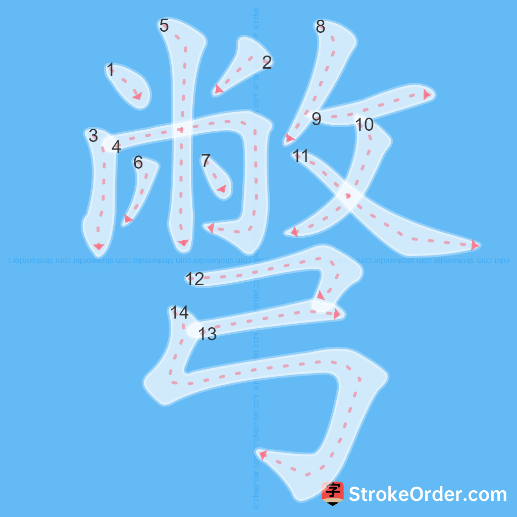 Standard stroke order for the Chinese character 彆