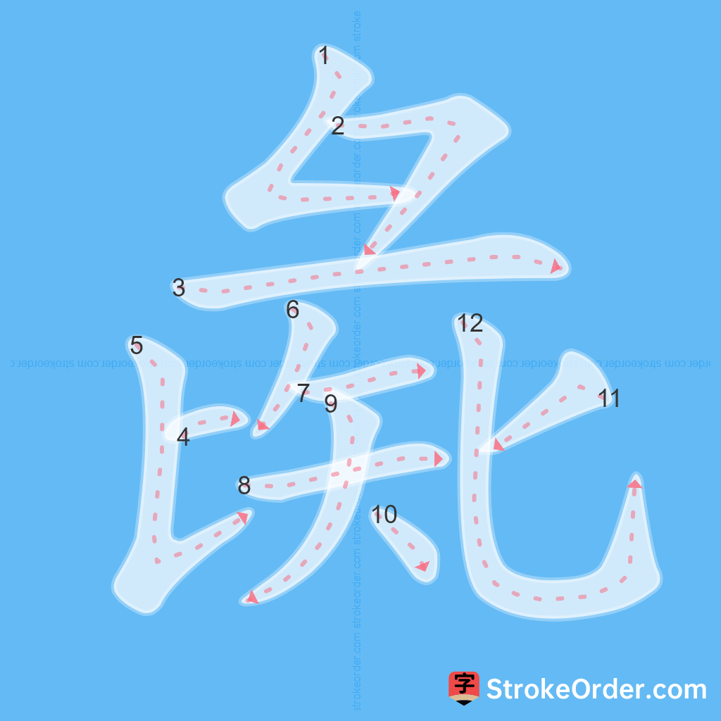 Standard stroke order for the Chinese character 彘
