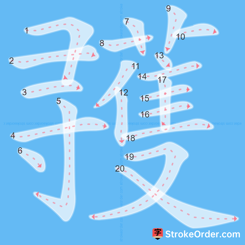 Standard stroke order for the Chinese character 彟