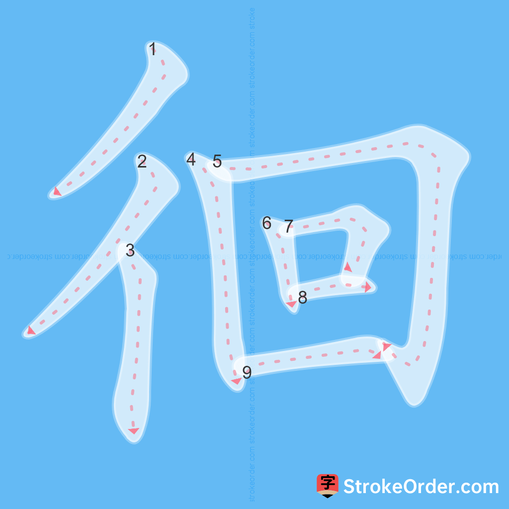 Standard stroke order for the Chinese character 徊