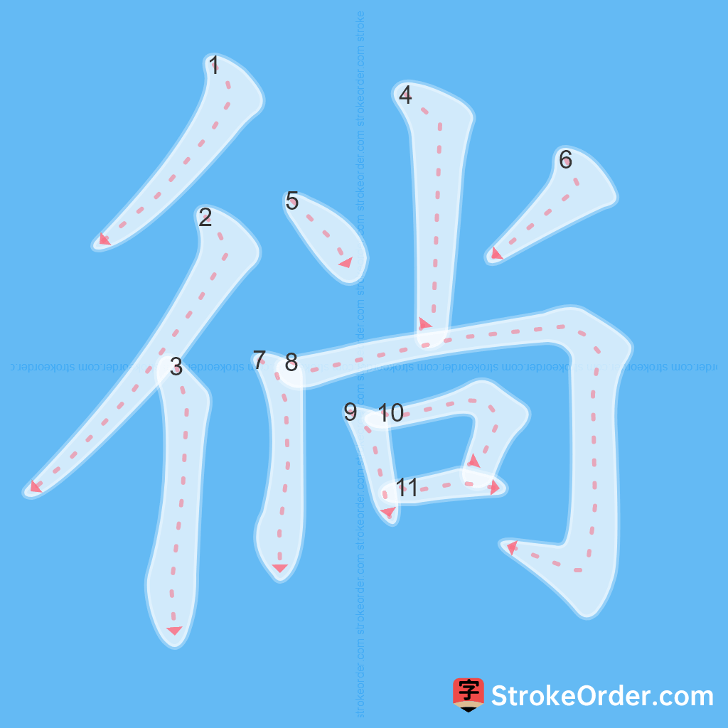 Standard stroke order for the Chinese character 徜