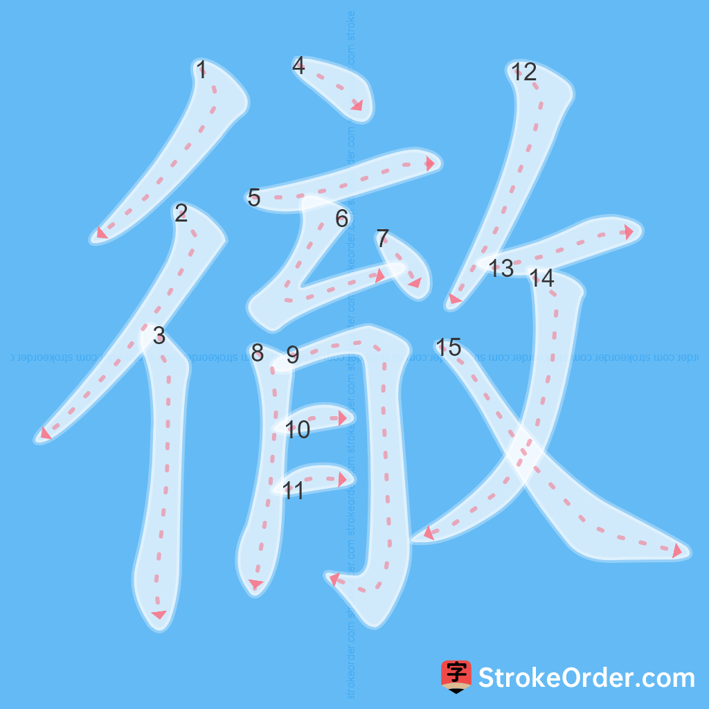 Standard stroke order for the Chinese character 徹