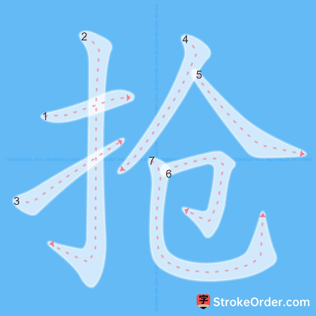 Standard stroke order for the Chinese character 抢